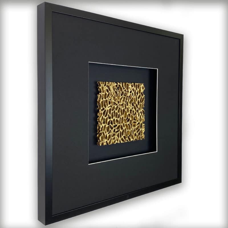 Wandbild Metall Wohnzimmer Magic Gold, schwarz quadratisch 58 x 58 cm - Quadratwerk.de