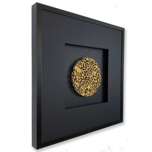 Wandbild Wohnzimmer Metall Magic Gold, Kreis 58 x 58 cm - Quadratwerk.de