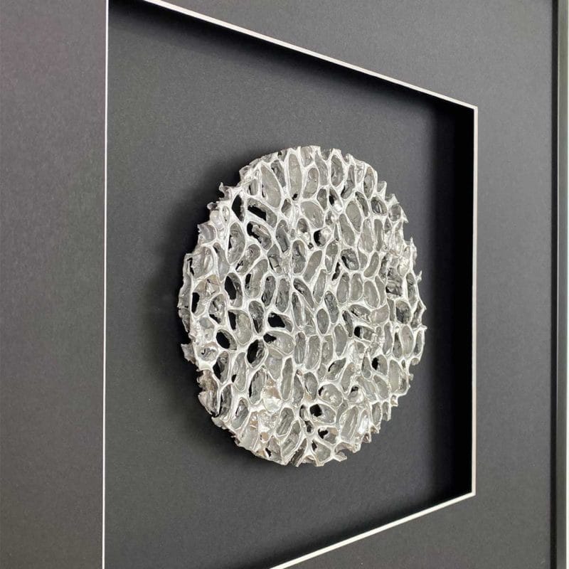 Wandbild Metall Magic Silver, Wohnzimmer Kreis 58 x 58 cm - Quadratwerk.de