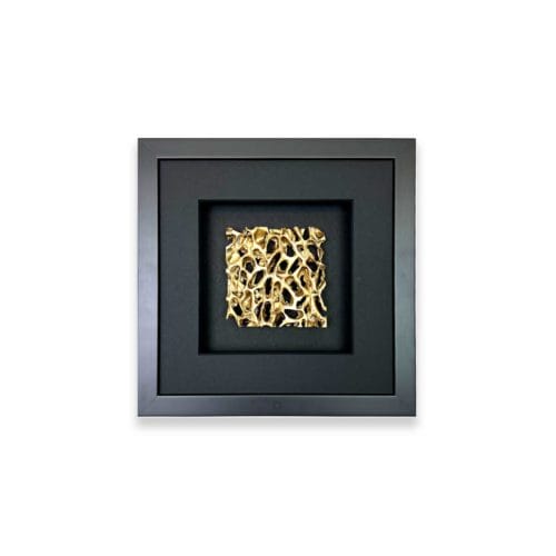 Modernes Wandbild Metall quadratisch gold schwarz Wartezimmer Wohnzimmer Büro Flur
